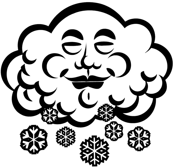 Smiling snow cloud vinyl decal. Customize on line. Seasons and Sun Moon Stars 082-0171